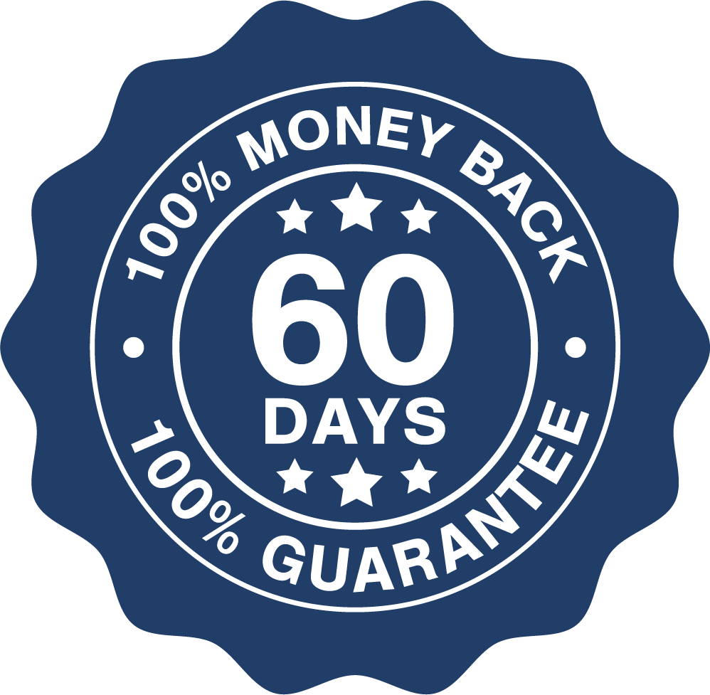 60 day money back guarantee badge shown on Echozen product materials